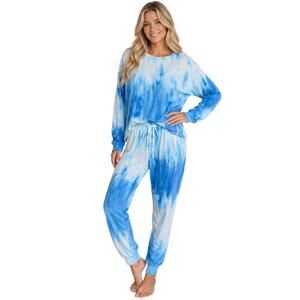 Romantic Hut Blue Tie Dye Lounge Set Top & Jogger Pants Size L NWT